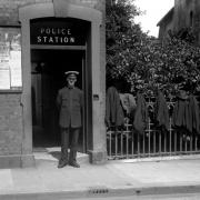 This is Newport police station in 1926. It was conveniently situated in Quay Street, just across the road from the Guildhall which was then the County Court. Next door is Newport Methodist Church.