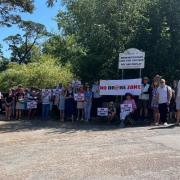 Protesters at Mornington Road car park.