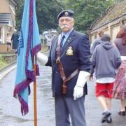 Mike Whittington as standard bearer for Island's Royal Air Force Association (RAFA)