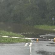 Briddlesford Road was flooded near Lynbottom Tip.