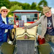 Councillor Michael Lilley presents the award for Best in Show to Leonard Barr from Cirencester for his 1922 Standard Model: SLO  Two seater and Dickey