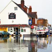 Flooding in East Cowes in the mid-1980s.