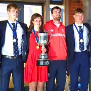 Shanklin Sandown Rowing Club's winning junior men's four, from left: Arlo Adds, Carter Horrix, Esme Walters (cox), Paris Olympics bronze medallist Matt Aldridge, Louis Sheasby and Fred Giemza-Pipe.