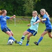 Shanklin Ladies (in blue) in action against Basingstoke Town Women.