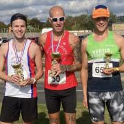 From left, the top three Ross Wilkes, second, Dave Hunt, first, and Christopher Till, third