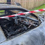 The car gutted by a fire in Sandown on the Isle of Wight.