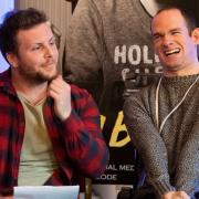 Josh Barry, right, with his PA James Hudson at the 2018 literary festival