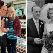 Pat and Kathy Norris on their wedding day, and celebrating their Diamond Wedding Anniversary.