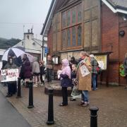 Protesters in Brading recently