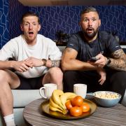 Jordan Pickford and Tony Bellew on Celebrity Gogglebox (Channel 4/PA)