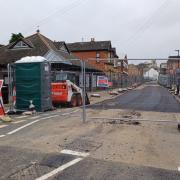 The works on Landguard Road in Shanklin at the weekend.