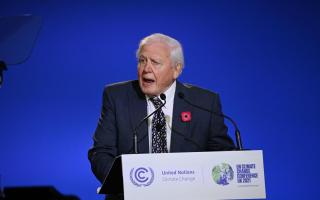 Sir David Attenborough speaking during the opening ceremony for the Cop26 summit at the Scottish Event Campus (SEC) in Glasgow. Photo Jeff J Mitchell/PA