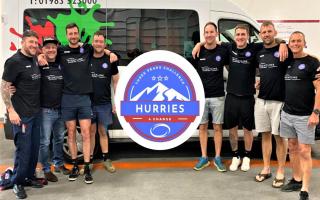 The Hurries4Change team, from left: from left: Sam Dawson, Andy Stewart, Tom Marriott, Ross Simpson, Rich Brownrigg, Sam Tyson, Sam Rees and Paul Tyson.