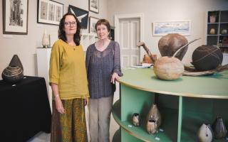 Wendy Hayden (left) with Judith Sha’ath at their art exhibition in Seaview