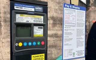 A parking machine in central Newport.