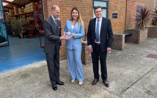 From left: Prince Edward presents the King's Award to Spinlock COO Caroline Senior and CEO Chris Hill.