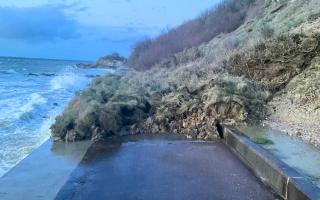 The landslip at Totland in February