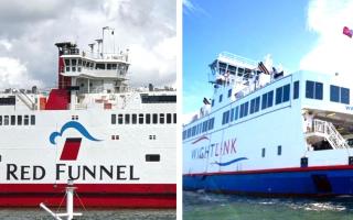 Red Funnel and Wightlink car ferries.