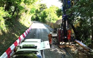 One of the rigs being used during borehole drilling on Leeson Road.