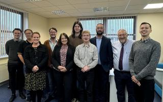 Some of the County Press staff in their new office at the Innovation Centre, with editor Lori Little third from left