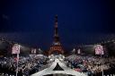 Heavy rain falls at the Trocadero during the opening ceremony for the Olympic Games in Paris (Joel Marklund/PA).