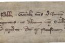 The short note written in the year 1300 in a form of Latin shorthand is a message from the King of France