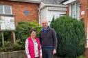 Jo Broad, Chair of the Trustees, and William Graham, Treasurer, outside Langford Parish Village Hall