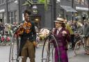Riders gather before the start of the annual Tweed Run cycling event in London (Jeff Moore/PA)