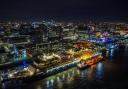 An aerial view of a Fred Olsen Cruise liner docked in front of the Royal Liver Building on Liverpool waterfront, Merseyside (PA)