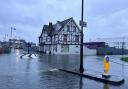 Flooding at Well Road roundabout in East Cowes last year.