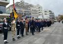 Remembrance Sunday parade on Cowes seafront