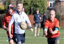 Man of the match Dave Hanson passing the ball during a previous fixture.