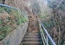 Cliff fall at Sandown to Shanklin promenade steps