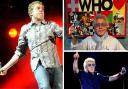 Roger Daltrey, clockwise from left: Isle of Wight Festival 2004, his 80th birthday and the Isle of Wight Festival in 2016.