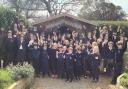 Brighstone Primary School students celebrating their 'Good' Ofsted result.