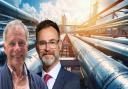 From left: Cllr Nick Stuart and West MP Richard Quigley, accompanied by a stock image of pipeline.