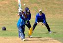 Dineth Thimodya smashes one down the ground against Portsmouth.