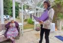 Miriam Margolyes enjoying a Dickens talk by Sue Lowday