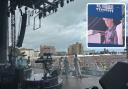 Arlo Edwards on stage with The Kooks at Victorious Festival