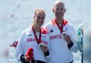 GB's Samuel Murray and Annabel Caddick on the podium after winning silver in the PR3 Mixed Double