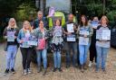 Arreton Primary School parents protesting the school's potential closure