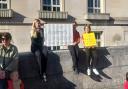 Protesters were gathered outside County Hall as the Cabinet meeting started.