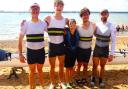 ROWING Ryde's winning open junior senior crew. Dale Buckett, Ben Sanderson, Will Hall, Paddy Kearney and Harry Watts coxing.