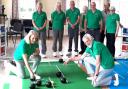 An indoor bowls group using Whippingham Community Association Hall, near East Cowes.