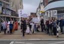 Protesters marched from St James' Square along the High Street to County Hall.