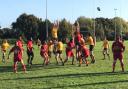 Action from the Isle of Wight v Winchester II match at Wootton Rec on Saturday.