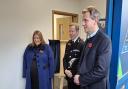 Hampshire and Isle of Wight Chief Constable Scott Chilton (middle) with Police and Crime Commissioner Donna Jones (left) and Isle of Wight East MP Joe Robertson (right)