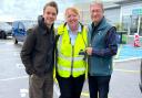 Joe Sugg, left, and Alan Titchmarsh with a delighted member of Wightlink staff.