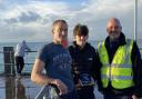 Award-winning angler Jay Smith with Colin Webb (left) and Martin Gulliver, Wightlink’s Island Ports Manager