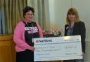 Janice and Susan with the cheque at Isle of Wight Crematorium